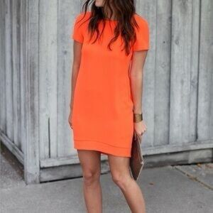 Sans Souci Short Sleeve Mini Dress in Vibrant Orange